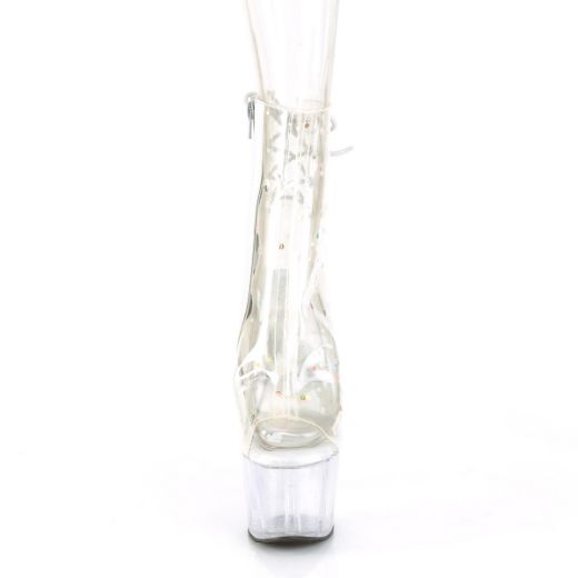 Product image of Pleaser ADORE-1018C-2 Clr TPU/Clr 7 Inch Heel 2 3/4 Inch PF Open Toe/Heel Ankle Boot Side Zip