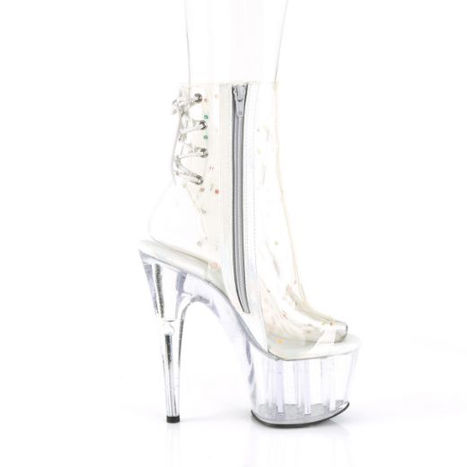 Product image of Pleaser ADORE-1018C-2 Clr TPU/Clr 7 Inch Heel 2 3/4 Inch PF Open Toe/Heel Ankle Boot Side Zip