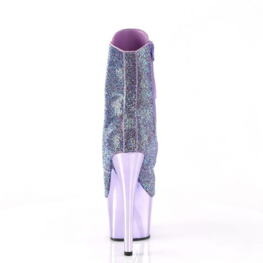 Product image of Pleaser ADORE-1020CHRS Lavender Multi RS/Lavender Chrome 7 Inch Heel  2 3/4 Inch PF RS Embellished Ankle Boot Side Zip