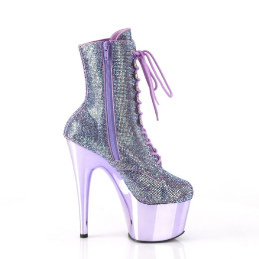 Product image of Pleaser ADORE-1020CHRS Lavender Multi RS/Lavender Chrome 7 Inch Heel  2 3/4 Inch PF RS Embellished Ankle Boot Side Zip