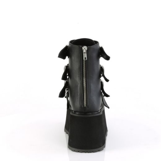 Product image of Demonia DAMNED-105 Blk Vegan Leather 3 1/2 Inch PF Ankle Bootw/ 4 Buckle Straps Back MetalZip