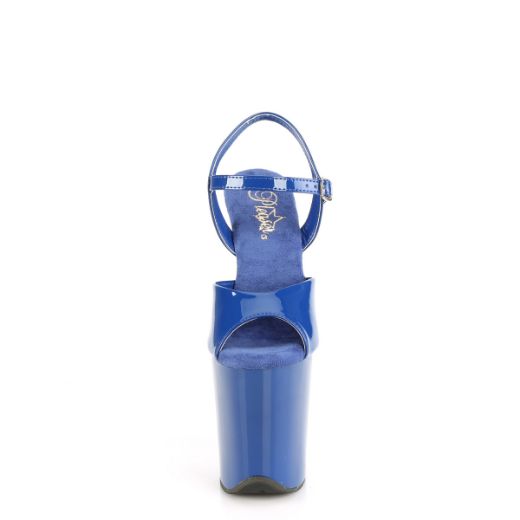 Product image of Pleaser FLAMINGO-809 Royal Blue Pat/Royal Blue 8 Inch Heel 4 Inch PF Ankle Strap Sandal