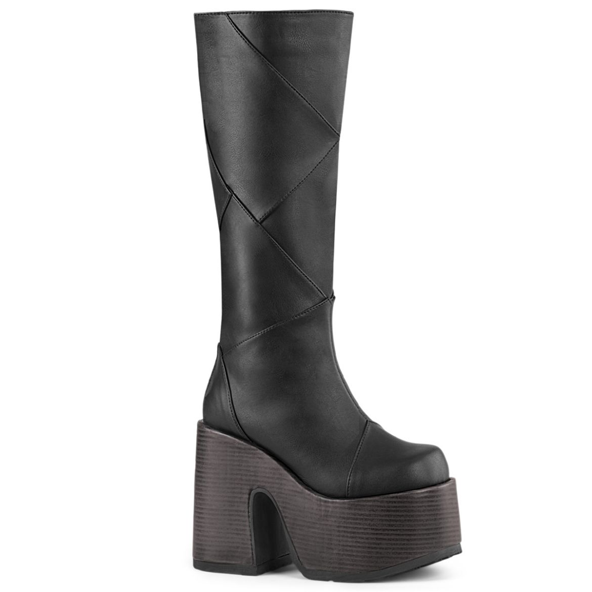 Product image of Demonia CAMEL-280 Blk Vegan Leather 5 Inch Chunky Heel 3 Inch P/F Knee High Boot Inside Zip