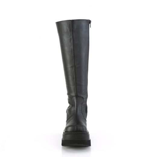 Product image of Demonia SHAKER-100WC Blk Vegan Leather 4 1/2 Inch Wedge PF Wide Calf Knee High Boot Inside Zip
