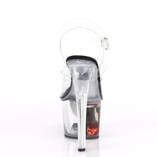 Product image of Pleaser Sky-308Whg Clear/Black-Red Glitter, 7 inch (17.8 cm) Heel, 2 3/4 inch (7 cm) Platform Sandal Shoes