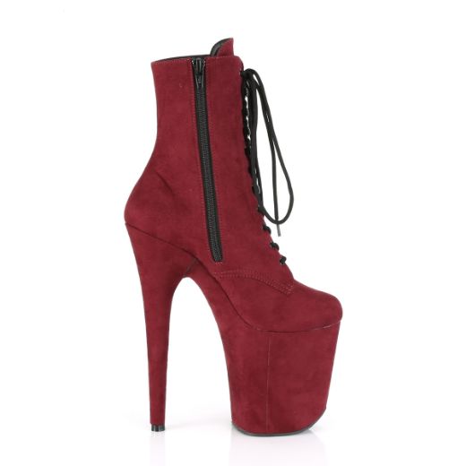 Product image of Pleaser Flamingo-1020Fs Burgundy Faux Suede/Burgundy Faux Suede, 8 inch (20.3 cm) Heel, 4 inch (10.2 cm) Platform Ankle Boot