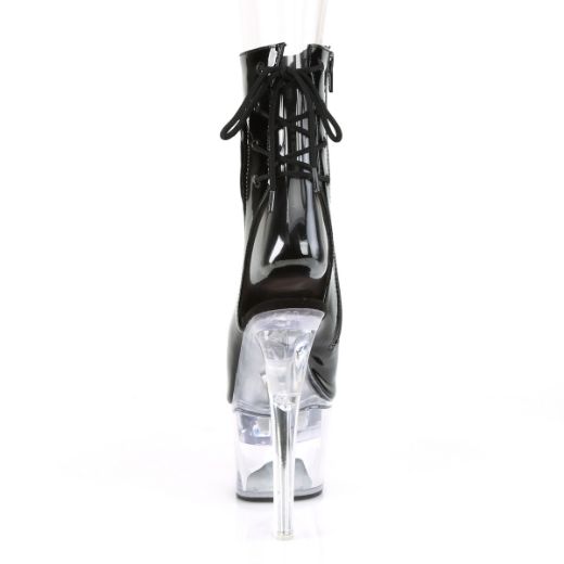 Product image of Pleaser Flashdance-1018-7 Black Patent/Clear, 7 inch (17.8 cm) Heel, 2 3/4 inch (7 cm) Platform Ankle Boot