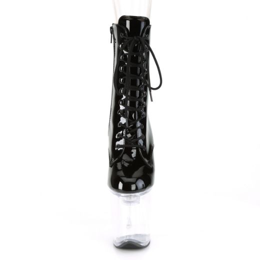 Product image of Pleaser Flashdance-1020-8 Black Patent/Clear, 8 inch (20.3 cm) Heel, 4 inch (10.2 cm) Platform Ankle Boot