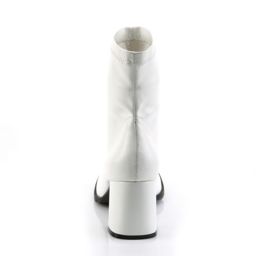 Product image of Funtasma Gogo-150 White Stretch Pu, 3 inch (7.6 cm) Block Heel Ankle Boot