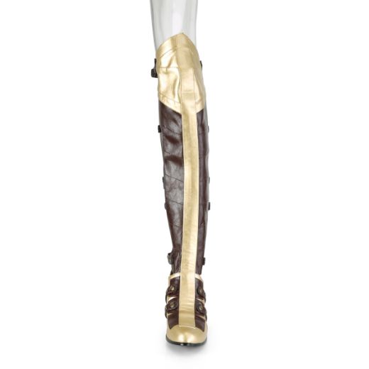 Product image of Funtasma Maiden-8830 Brown-Gold Pu, 2 1/2 inch (6.4 cm) Heel Knee High Boot