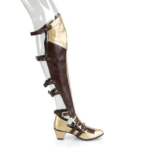 Product image of Funtasma Maiden-8830 Brown-Gold Pu, 2 1/2 inch (6.4 cm) Heel Knee High Boot
