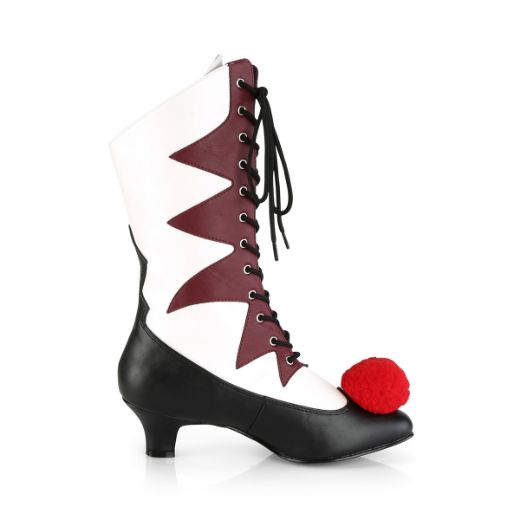Product image of Funtasma It-120 White-Burgundy Pu, 2 inch (5.1 cm) Kitten Heel Ankle Boot