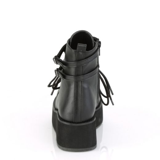 Product image of Demonia SPRITE-70 Black Vegan Faux Leather 2 1/4 inch Platform Lace-Up Ankle Boot Side Zip