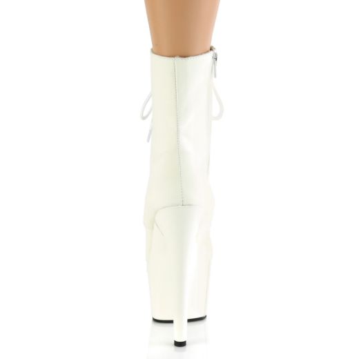 Product image of Pleaser ADORE-1020GD White Glow F.Faux Leather/White Glow F.Faux Leather 7 inch (17.8 cm) Heel 2 3/4 inch (7 cm) Platform Lace-Up Front Ankle Boot Side Zip