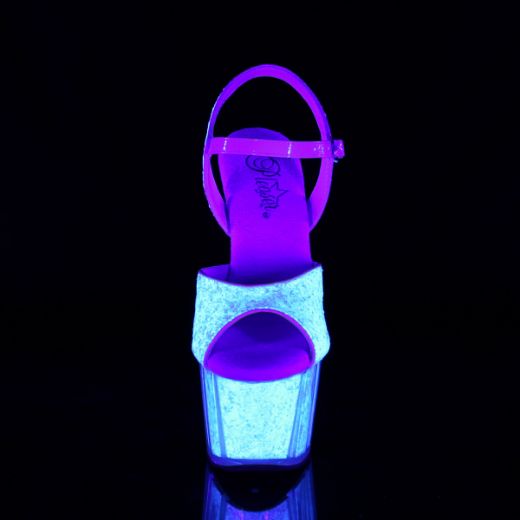 Product image of Pleaser ADORE-710UVG Neon Multicolour Glitter/Neon Multicolour Glitter 7 inch (17.8 cm) Heel 2 3/4 inch (7 cm) Platform Ankle Strap Sandal With Glitter Inserts