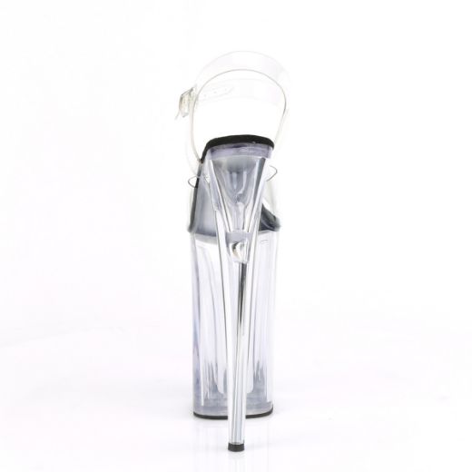Product image of Pleaser BEYOND-008 Clear-Black/Clear 10 inch (25.5 cm) Heel 6 1/4 inch (16 cm) Platform Ankle Strap Sandal