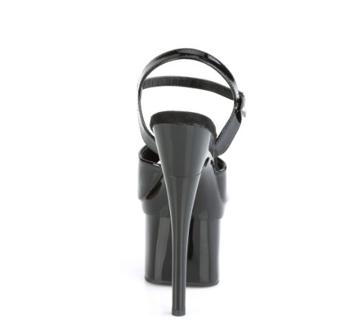 Product image of Pleaser ESTEEM-709 Black Patent/Black 7 inch (17.8 cm) Heel 3 inch (7.6 cm) Platform Ankle Strap Sandal Shoes