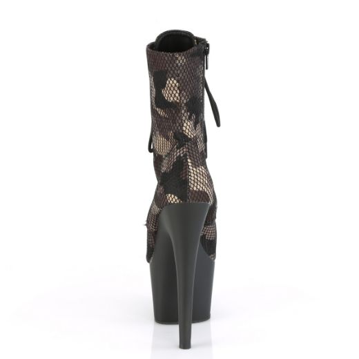 Product image of Pleaser ADORE-1020CM Green Camouflage-Mesh/Black Matte 7 inch (17.8 cm) Heel 2 3/4 inch (7 cm) Platform Lace-Up Front Ankle Boot Side Zip