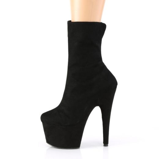 Product image of Pleaser ADORE-1042 Black Faux Suede/Black Faux Suede 7 inch (17.8 cm) Heel 2 3/4 inch (7 cm) Platform Ankle Boot Inside Zip