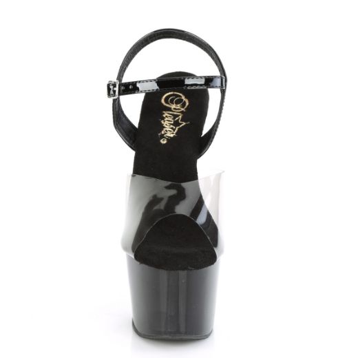 Product image of Pleaser ADORE-708T-1 Smoke-Black/Black-Clear Ombre 7 inch (17.8 cm) Heel 2 3/4 inch (7 cm) Platform Ombre Ankle Strap Sandal Shoes