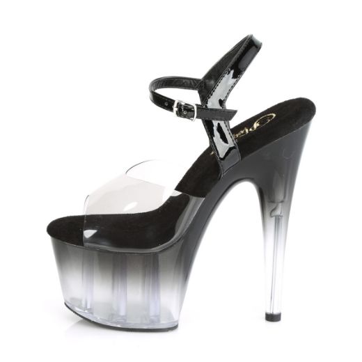 Product image of Pleaser ADORE-708T-2 Smoke-Black/Black-Clear Ombre 7 inch (17.8 cm) Heel 2 3/4 inch (7 cm) Platform Ombre Ankle Strap Sandal Shoes