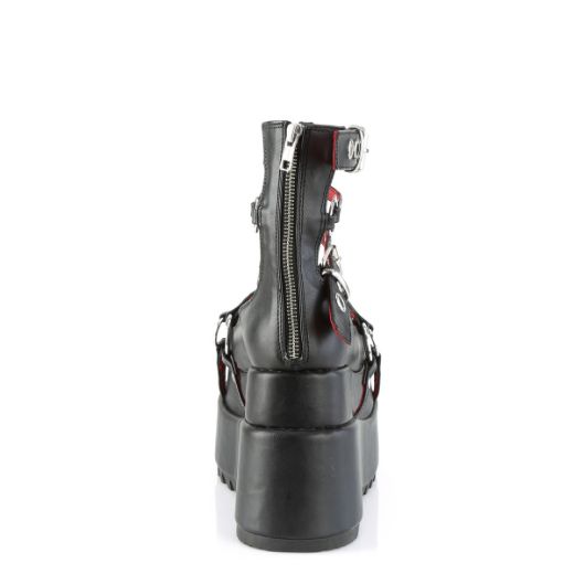 Product image of Demonia BEAR-28 Black Vegan Faux Leather 4 1/2 inch Tiered Platform Cage Bootie Back Metal Zip