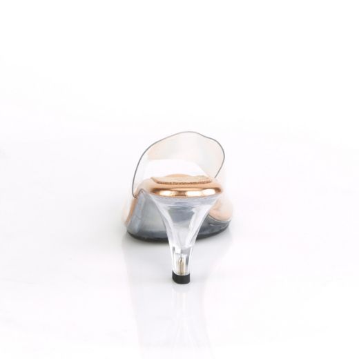 Product image of Fabulicious BELLE-301 Clear-Rose Gold/Clear 3 inch (7.6 cm) Heel 1/8 inch (3 cm) Platform Slide Slide Mule Shoes