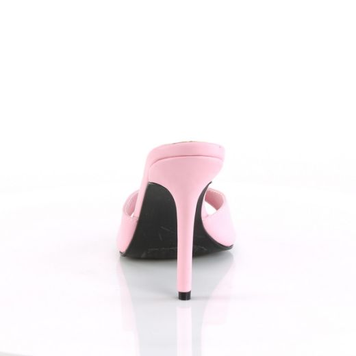Product image of Pleaser CLASSIQUE-01 Baby Pink Polyurethane (Pu) 4 inch (10.1 cm) Heel Peep Toe Slide Slide Mule Shoes