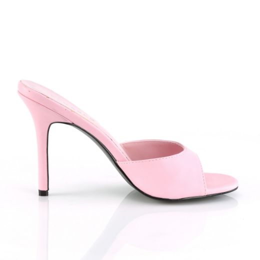 Product image of Pleaser CLASSIQUE-01 Baby Pink Polyurethane (Pu) 4 inch (10.1 cm) Heel Peep Toe Slide Slide Mule Shoes