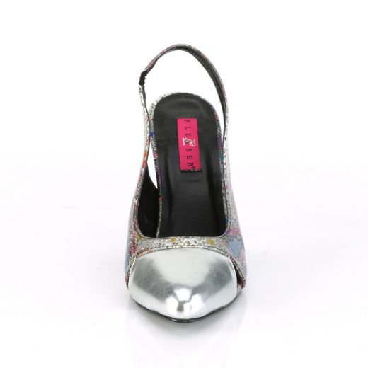 Product image of Pleaser Pink Label DREAM-405 Multicolour-Color Animal Print Print-Silver Metallic Polyurethane (Pu) 4 inch (10.1 cm) Heel Sling Back Pump Court Pump Shoes