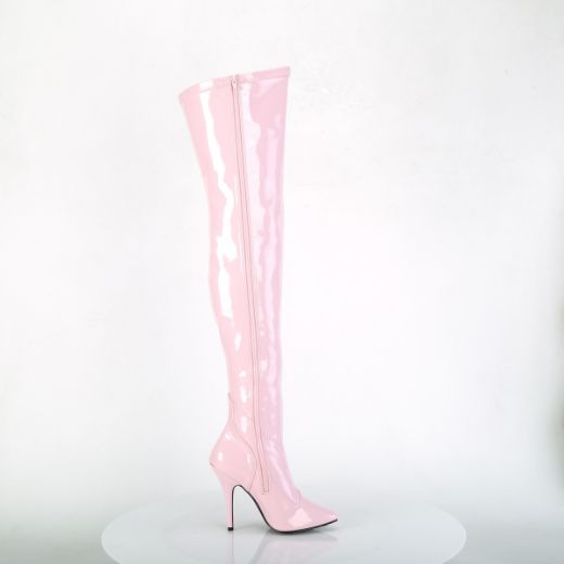 Product image of Pleaser SEDUCE-3000 Baby Pink Stretch Patent 5 inch (12.7 cm) Heel Plain Stretch Thigh Boot Side Zip Thigh High Boot