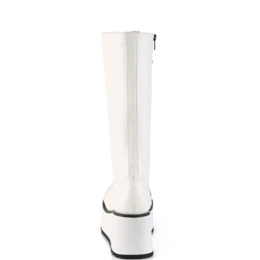Product image of Demonia TRASHVILLE-502 White Vegan Faux Leather 3 1/4 inch Platform Lace-Up Knee High Boots Side Zip