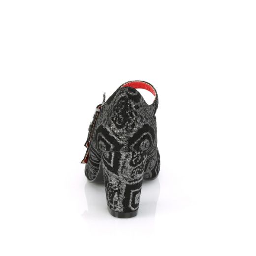 Product image of Demonia VIVIKA-38 Black-Silver Faux Faux Suede Faux Leather 3 inch (7.6 cm) Block Heel Round Toe Maryjane