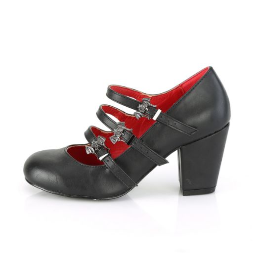 Product image of Demonia VIVIKA-38 Black Vegan Faux Leather 3 inch (7.6 cm) Block Heel Round Toe Maryjane
