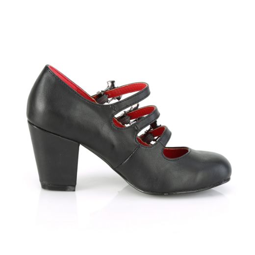 Product image of Demonia VIVIKA-38 Black Vegan Faux Leather 3 inch (7.6 cm) Block Heel Round Toe Maryjane