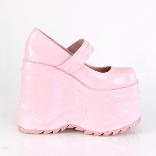 Product image of Demonia WAVE-32 Baby Pink Holographic 6 inch (15.2 cm) Wedge Platform Maryjane
