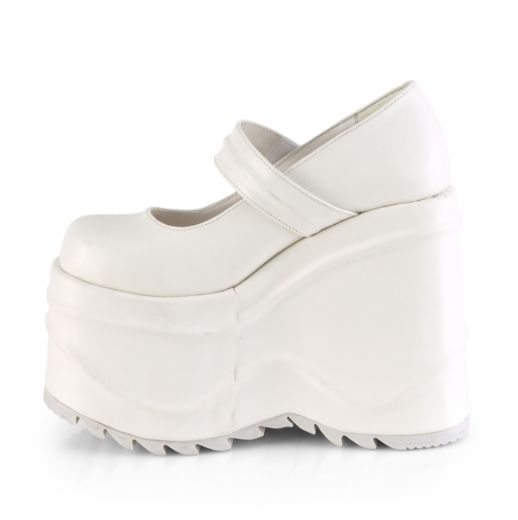 Product image of Demonia WAVE-32 White Vegan Faux Leather 6 inch (15.2 cm) Wedge Platform Maryjane