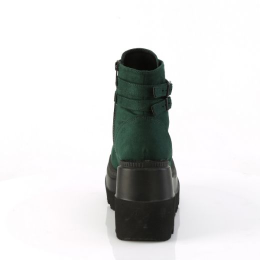 Product image of Demonia SHAKER-52 Emerald Vegan Suede 4 1/2 Inch Wedge PF Ankle Boot Side Zip