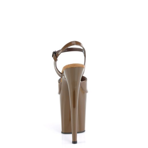 Product image of Pleaser FLAMINGO-809 Mocha Pat/Mocha 8 Inch Heel 4 Inch PF Ankle Strap Sandal