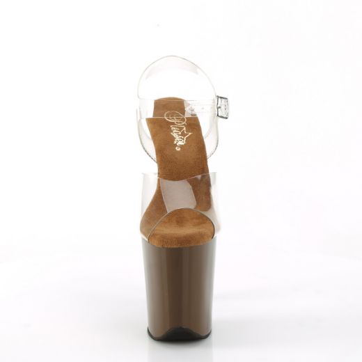 Product image of Pleaser FLAMINGO-808 Clr/Mocha 8 Inch Heel 4 Inch PF Ankle Strap Sandal