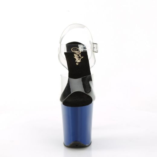 Product image of Pleaser FLAMINGO-808 Clr/Royal Blue 8 Inch Heel 4 Inch PF Ankle Strap Sandal