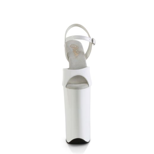 Product image of Pleaser BEYOND-009 Wht Pat/Wht 10 Inch Heel 6 1/4 Inch PF Ankle Strap Sandal