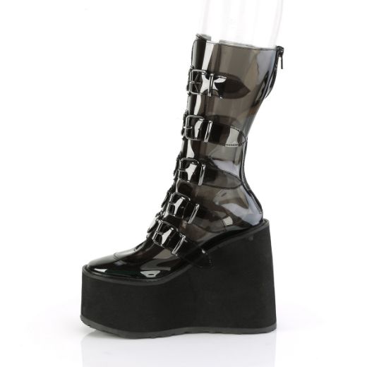 Product image of Demonia SWING-230C Smoke TPU 5 1/2 Inch PF Mid-Calf Boot w/5 Buckle Straps Back Metal Zip