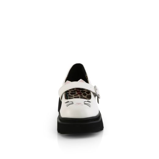 Product image of Demonia RENEGADE-56 Wht Vegan Leather 2 1/2 Inch Tiered Platform Maryjane