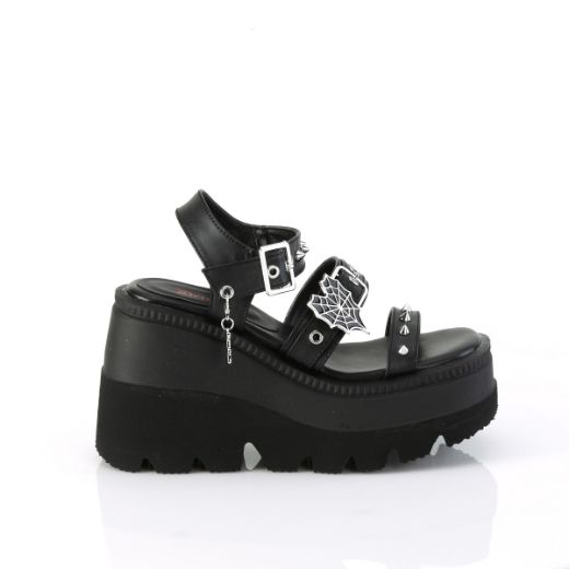 Product image of Demonia SHAKER-13 Blk Vegan Leather 4 1/2 Inch Wedge PF Ankle Strap Sandal