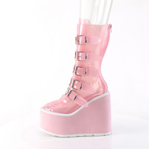 Product image of Demonia SWING-230C B. Pink TPU 5 1/2 Inch PF Mid-Calf Boot w/5 Buckle Straps Back Metal Zip