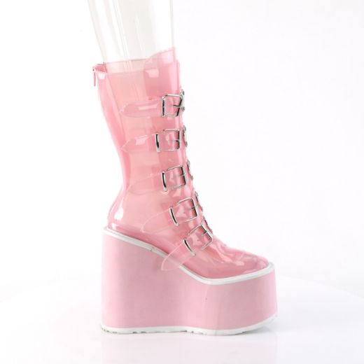 Product image of Demonia SWING-230C B. Pink TPU 5 1/2 Inch PF Mid-Calf Boot w/5 Buckle Straps Back Metal Zip