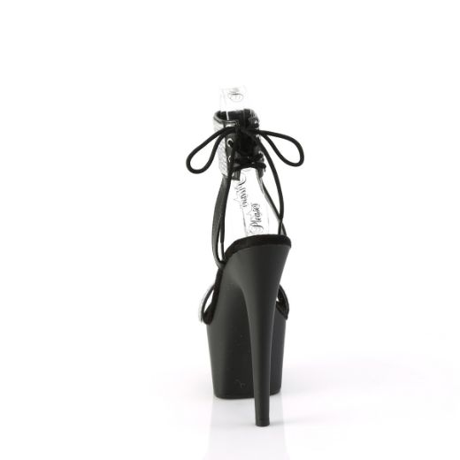 Product image of Pleaser ADORE-770 Blk Faux Leather-RS/Blk Matte 7 Inch Heel 2 3/4 Inch PF Lace-Up Back Ankle Cuff Sandal w/RS