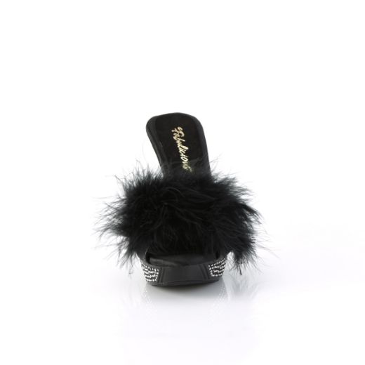 Product image of Fabulicious ELEGANT-401F Blk Marabou-Faux Leather/Blk 4 1/2 Inch Heel 1 Inch PF Marabou Fur Slipper