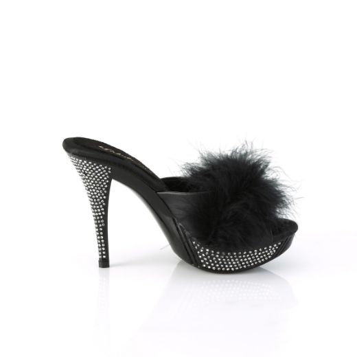 Product image of Fabulicious ELEGANT-401F Blk Marabou-Faux Leather/Blk 4 1/2 Inch Heel 1 Inch PF Marabou Fur Slipper